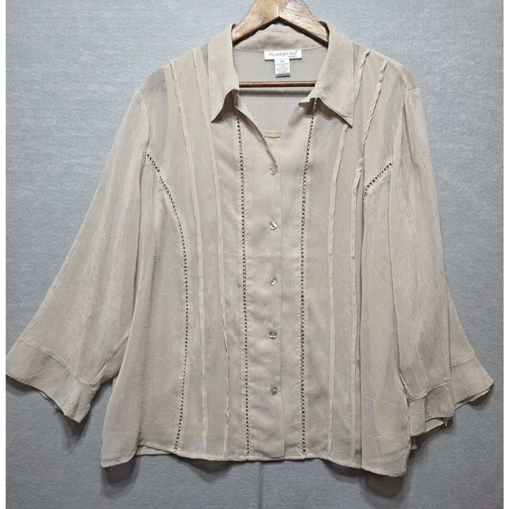 Moonlight Bay Woman 2X Layered Beige Blouse Set